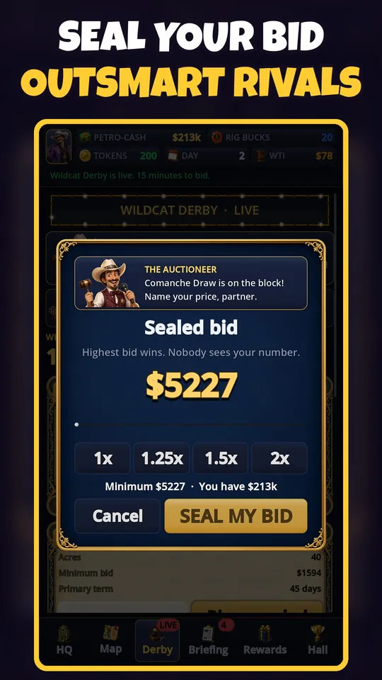 Seal your bid: the sealed bid dialog in a live Derby